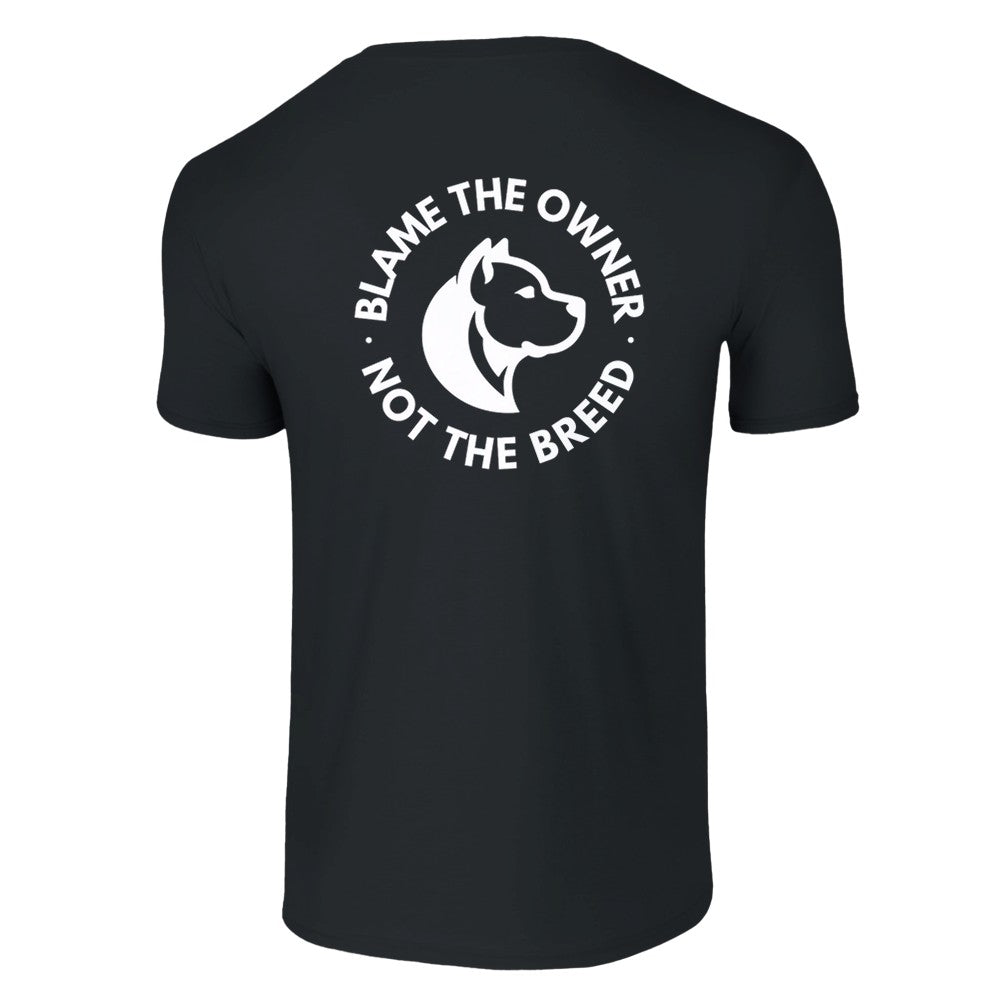 "Blame the Owner, Not the Breed" Unisex T-Shirt (Black)