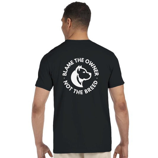 "Blame the Owner, Not the Breed" Unisex T-Shirt (Black)